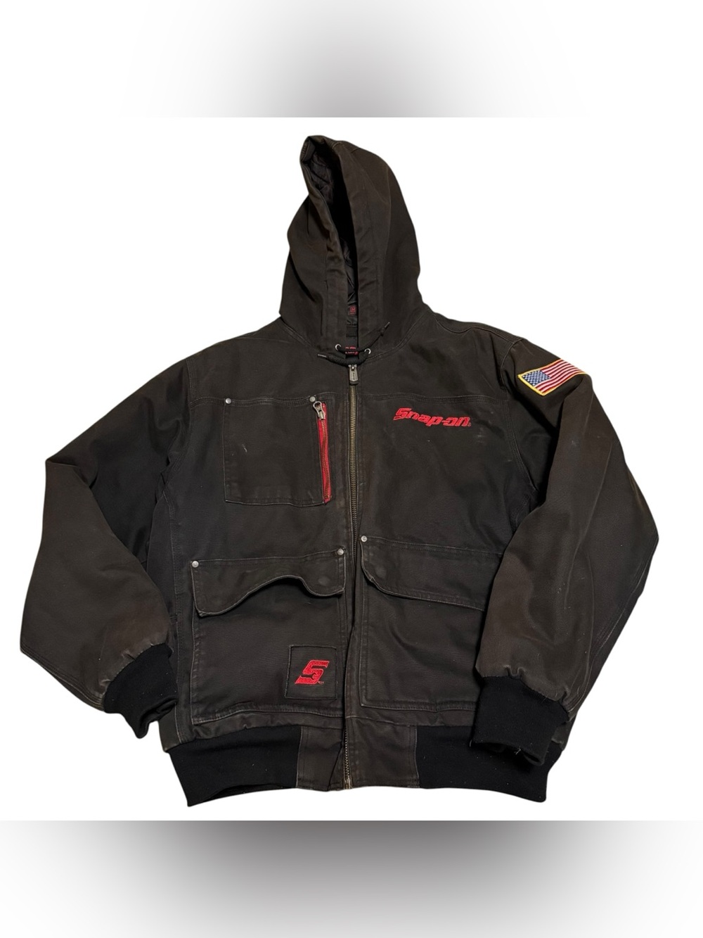 Snap-On Tools Work Hooded Jacket Canvas Mens Sz Medium Insulated